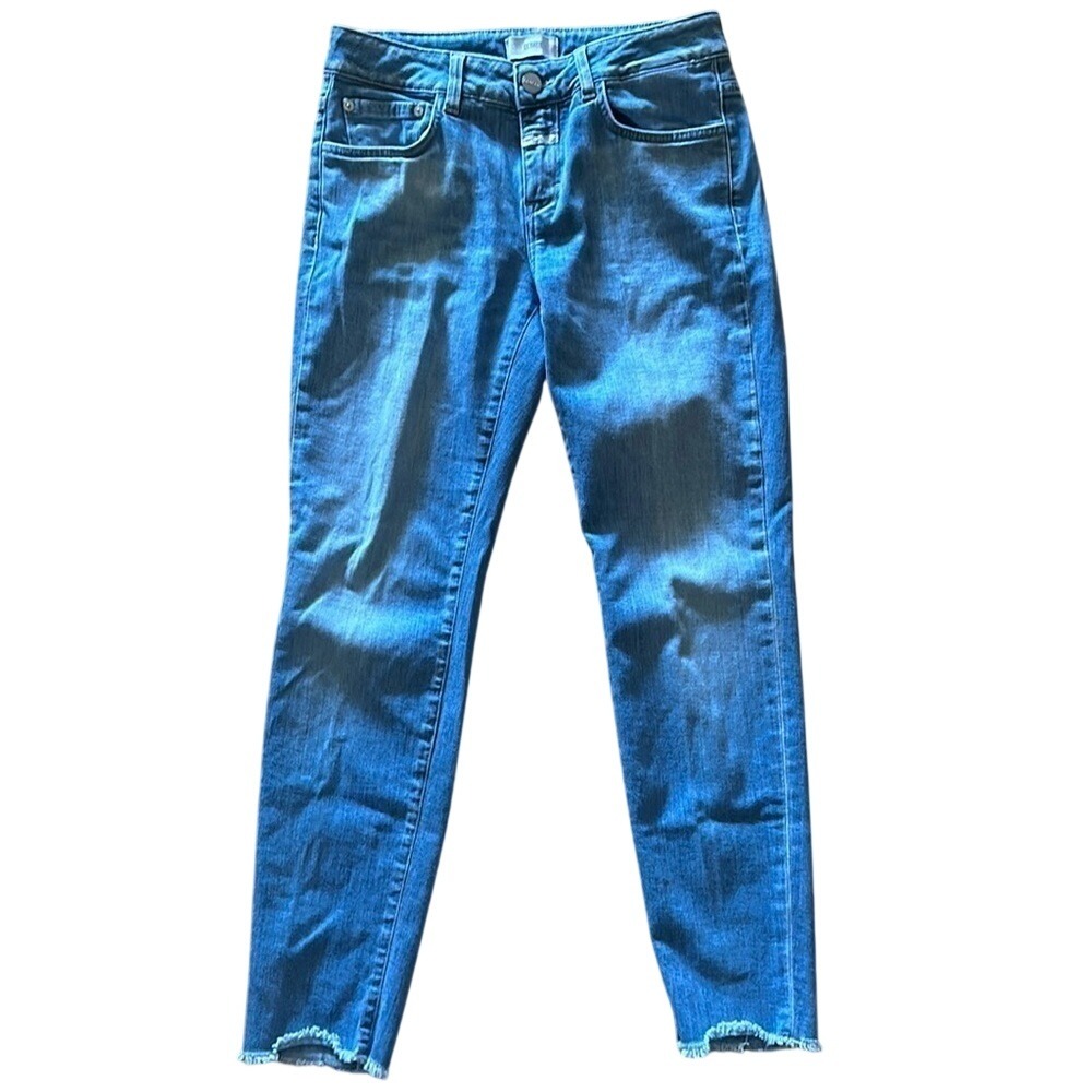 Closed Baker C91833 Italian Candiani Denim Slim Jeans Light Blue Hem Slit 26